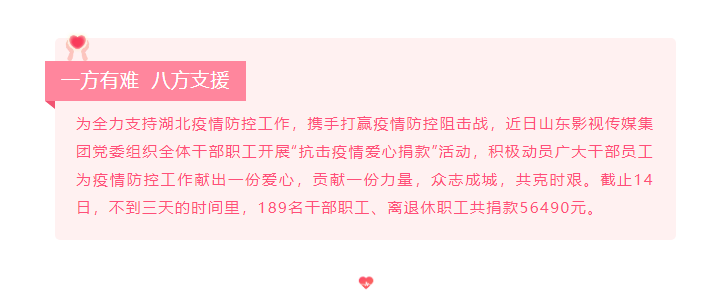 山影集團(tuán)干部職工捐款5萬(wàn)余元 為打贏疫情防控戰(zhàn)獻(xiàn)愛心盡力量